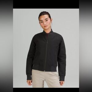 Lululemon women’s black non stop cotton reversible bomber jacket size 2